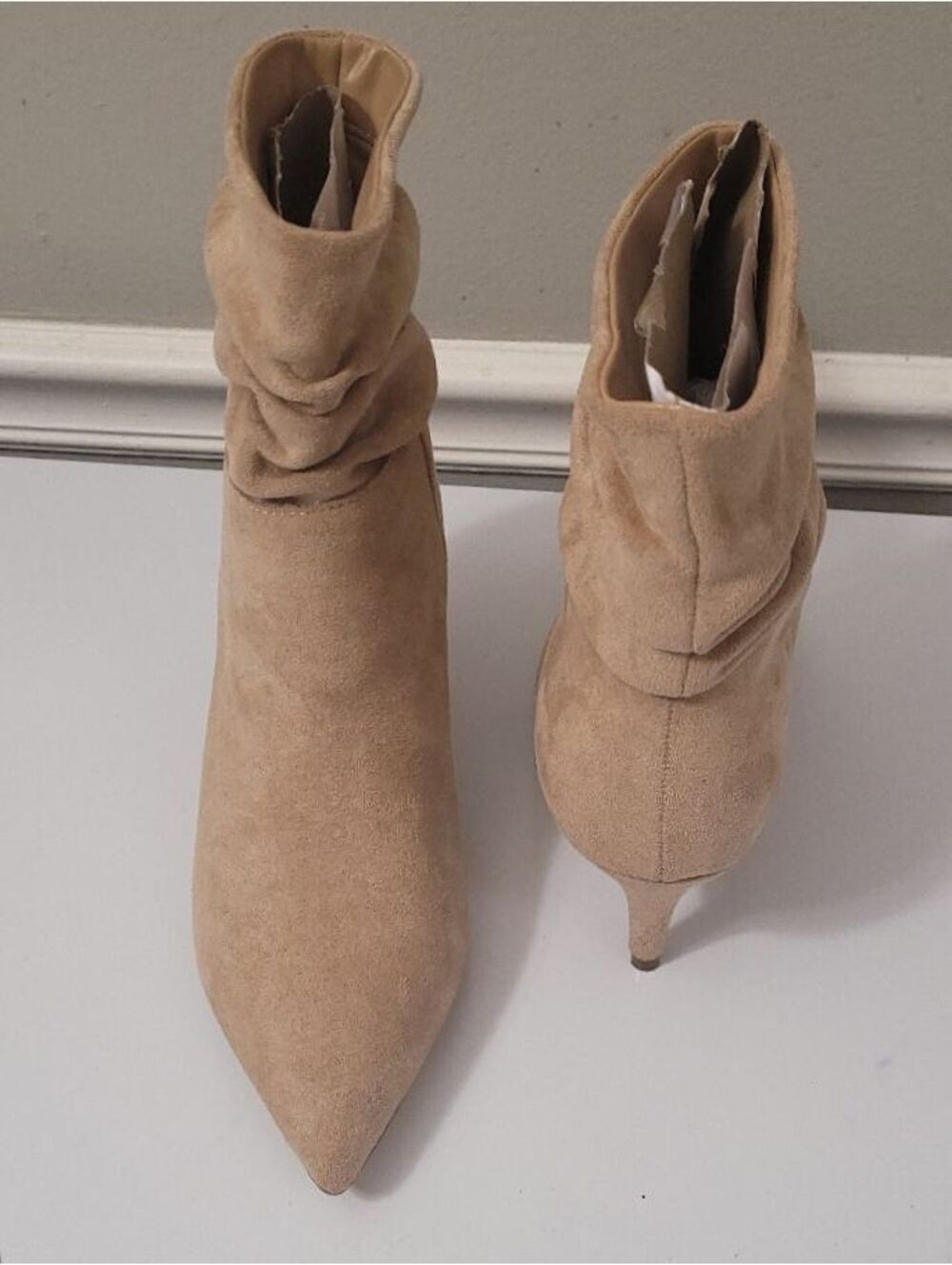 Cosy Fever Women's Beige Slouchy Ankle Boots Fashion Winter Fall Shoes Size 7W